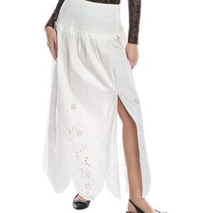 All Saints Alex Embroidered Broderie White Maxi Skirt
